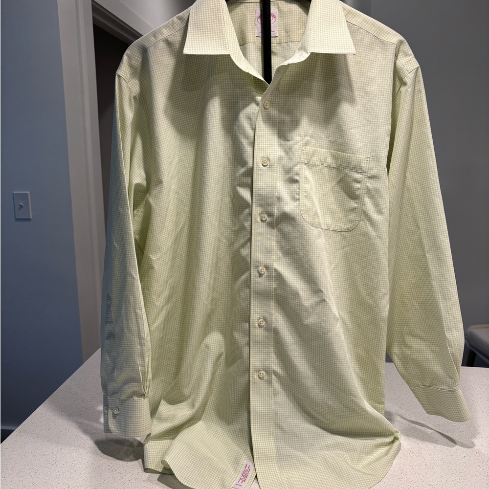 Brooks Brothers Pale Green Dress Shirt, Size 17 2/3